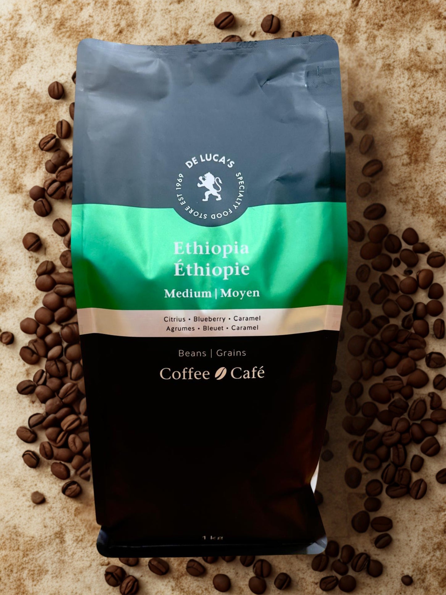 De Luca's Ethiopian Medium Roast Whole Bean 1kg