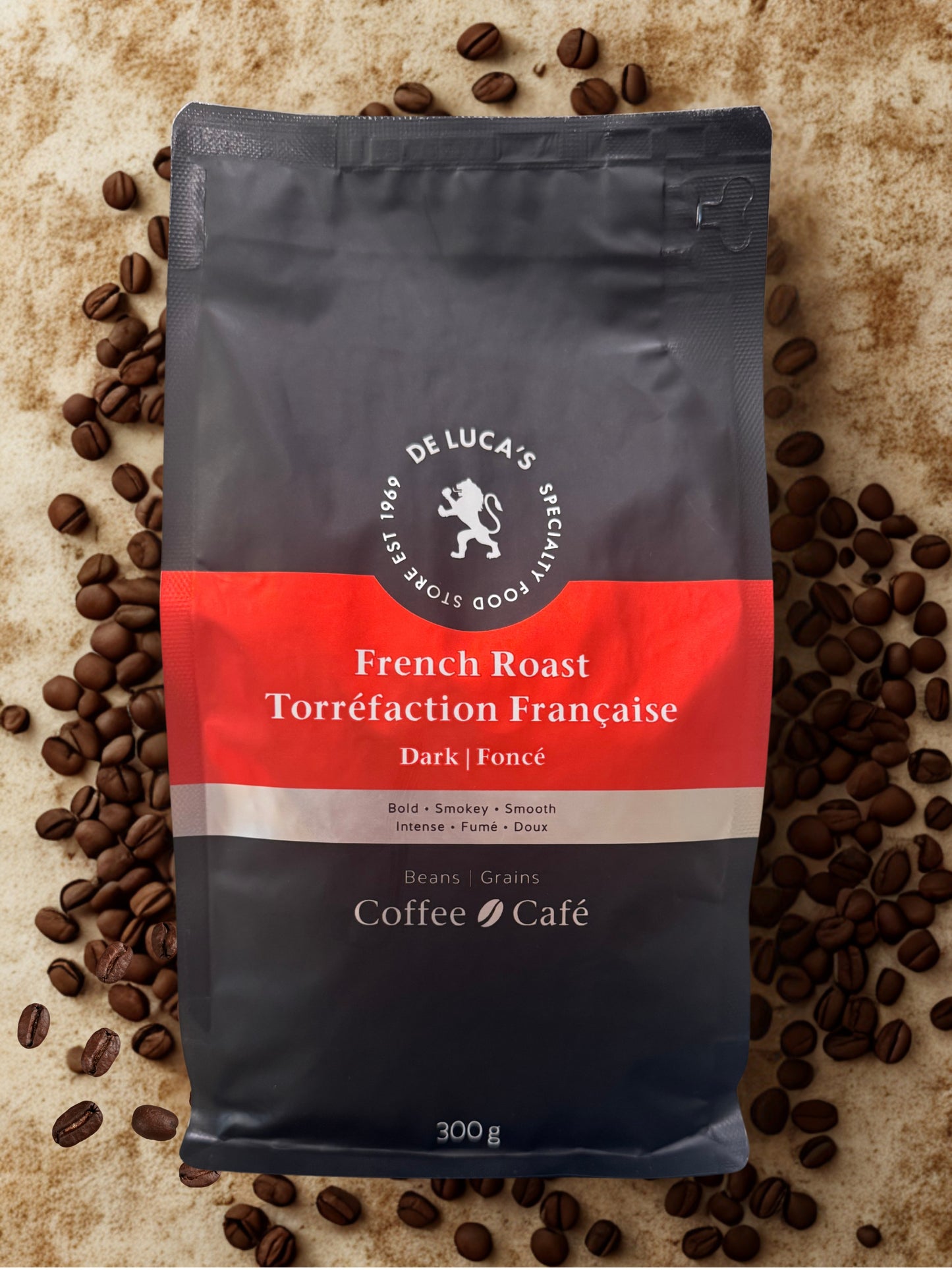 De Luca's French Roast Dark Roast Whole Bean 300g