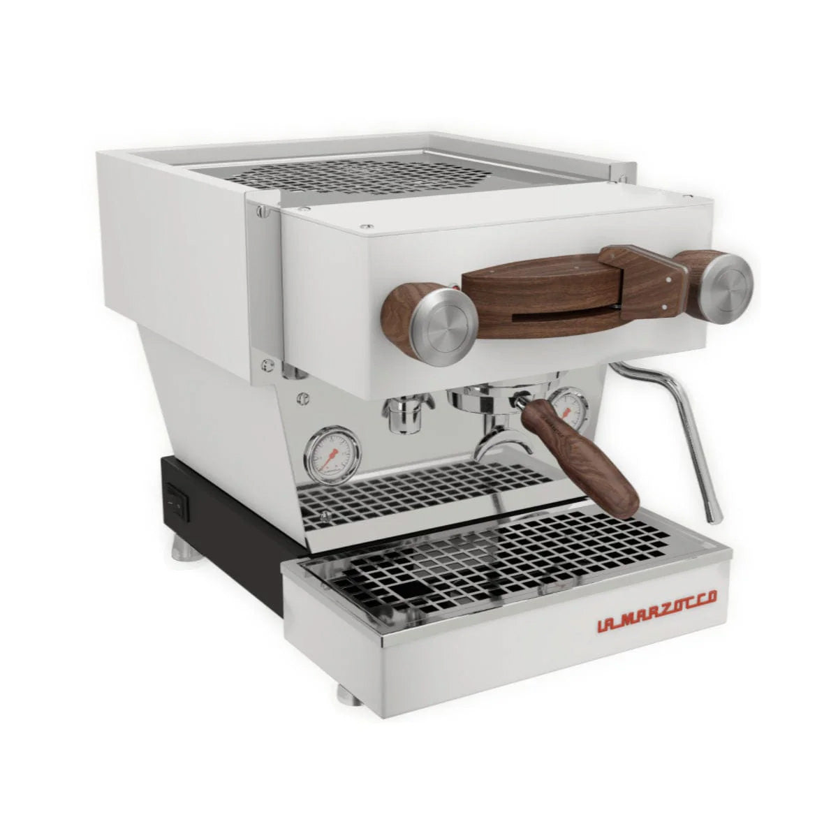 La Marzocco Linea Mini: White with Walnut Accents