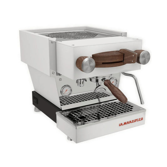 La Marzocco Linea Mini: White with Walnut Accents