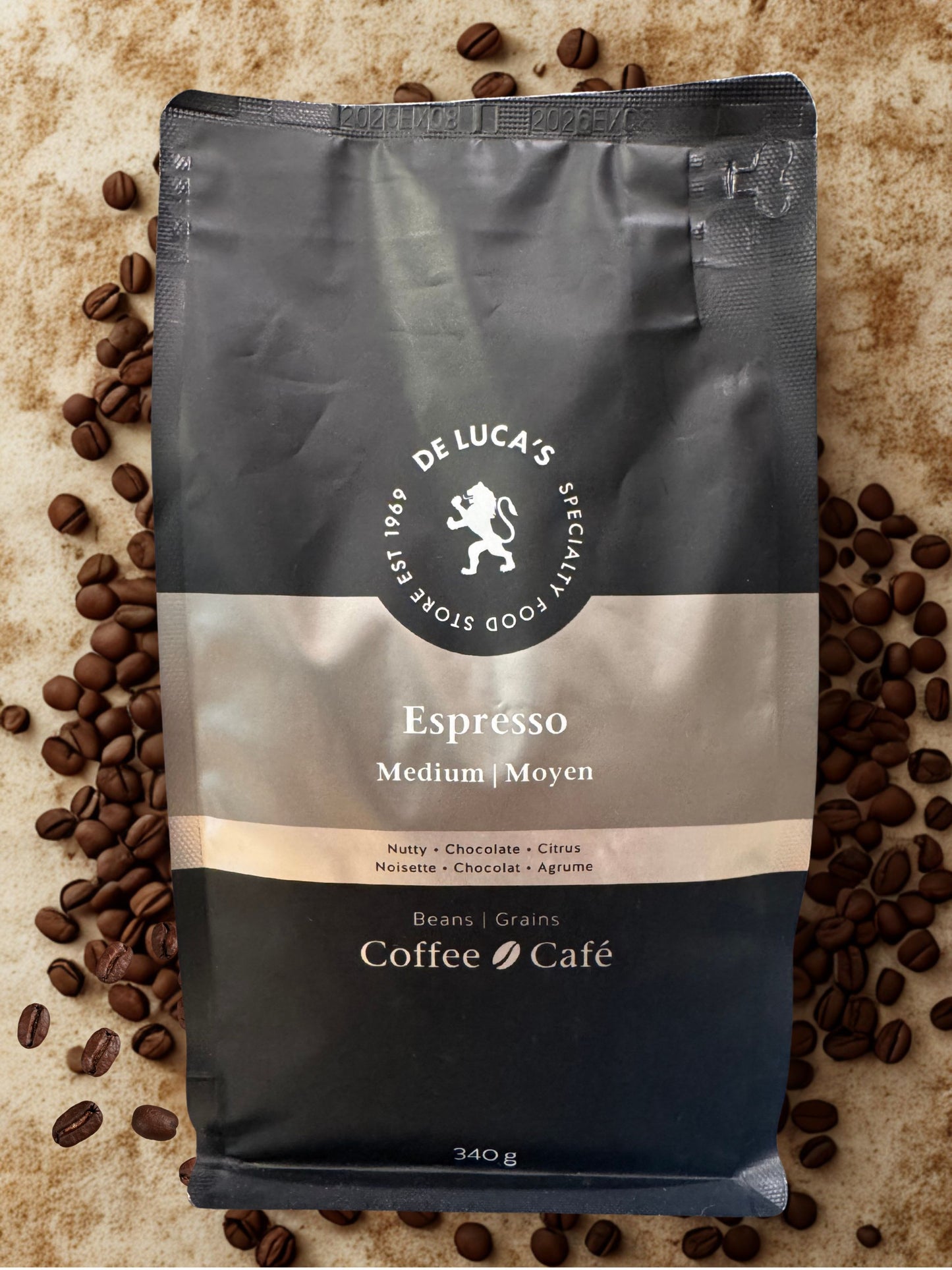 De Luca's Espresso Medium Roast Whole Bean 340g